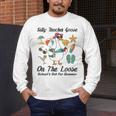 Silly Teacher Goose On The Loose School Out Summer Women Men Men's Long Sleeve T-Shirt, funny design