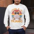 I Teach In My Pajamas Teacher Sunset Bear Retro Men's Long Sleeve T-Shirt, funny design
