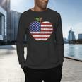 American Flag Teachers Students Apple 4th Of July Vintage Men's Long Sleeve T-Shirt, gift for family, gift for coworker American Flag Teachers Students Apple 4th Of July Vintage Men's Long Sleeve T-Shirt, gift for family, gift for coworker