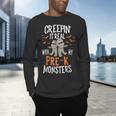 Creepin It Real Pre-K Monsters Halloween Preschool Teacher Men's Long Sleeve T-Shirt, gift for family, gift for coworker