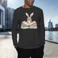 Cute Reading Bunny Glasses Books Bookworm Reader Teacher Men's Long Sleeve T-Shirt, gift for family, gift for coworker