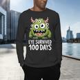 Eye Survived 100 Days Of School Monster Lover Teacher Kids Men's Long Sleeve T-Shirt, gift for family, gift for coworker