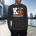 Fall Kindergarten Teacher K Is For Buffalo Plaid Pumpkin Men's Long Sleeve T-Shirt, gift for family, gift for coworker Fall Kindergarten Teacher K Is For Buffalo Plaid Pumpkin Men's Long Sleeve T-Shirt, gift for family, gift for coworker