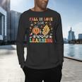 Groovy Fall In Love With Learning Autumn Pumpkin Teacher Men's Long Sleeve T-Shirt, gift for family, gift for coworker