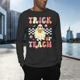 Groovy Teacher Halloween Retro Trick Or Teach Floral Ghost Men's Long Sleeve T-Shirt, gift for family, gift for coworker
