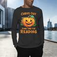 Halloween Teacher Librarian Pumpkin Reading Books Men Women Kids Men's Long Sleeve T-Shirt, gift for family, gift for coworker