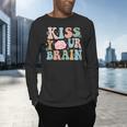 Kiss Your Brain Teacher Inspire Educate Groovy Retro Vintage Men's Long Sleeve T-Shirt, gift for family, gift for coworker