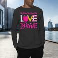 In October We Wear Pink Love Teacher Breast Cancer Awareness Men's Long Sleeve T-Shirt, gift for family, gift for coworker