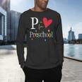 P Is For Preschool Teacher Student Back To School Men's Long Sleeve T-Shirt, gift for family, gift for coworker P Is For Preschool Teacher Student Back To School Men's Long Sleeve T-Shirt, gift for family, gift for coworker