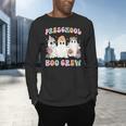 Preschool Boo Crew Groovy Halloween Floral Ghost Teacher Men Women Kids Men's Long Sleeve T-Shirt, gift for family, gift for coworker