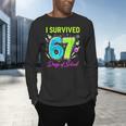 I Survived 67 Days Of School 67 Meme Science Teacher Men's Long Sleeve T-Shirt, gift for family, gift for coworker I Survived 67 Days Of School 67 Meme Science Teacher Men's Long Sleeve T-Shirt, gift for family, gift for coworker