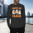 Teacher Halloween Trick Or Teach Retro Groovy Floral Ghost Men's Long Sleeve T-Shirt, gift for family, gift for coworker Teacher Halloween Trick Or Teach Retro Groovy Floral Ghost Men's Long Sleeve T-Shirt, gift for family, gift for coworker
