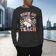 Trick Or Teach Groovy Teacher Halloween Retro Ghost Men's Long Sleeve T-Shirt, gift for family, gift for coworker Trick Or Teach Groovy Teacher Halloween Retro Ghost Men's Long Sleeve T-Shirt, gift for family, gift for coworker