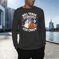 Will Trade Students For Candy Halloween Teacher Men's Long Sleeve T-Shirt, gift for family, gift for coworker