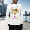 Abstract Cat Art Picatsso Shirt For Art Teachers Men's Long Sleeve T-Shirt, gift for family, gift for coworker