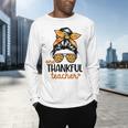 Thanksgiving Shirt Teacher Women Messy Bun Thankful Teacher Men's Long Sleeve T-Shirt, gift for family, gift for coworker Thanksgiving Shirt Teacher Women Messy Bun Thankful Teacher Men's Long Sleeve T-Shirt, gift for family, gift for coworker