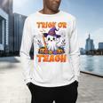 Trick Or Teach Teacher Halloween Ghost Pencil Floral Men's Long Sleeve T-Shirt, gift for family, gift for coworker