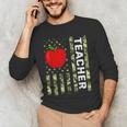 American Flag Camouflage Teacher Patriotic 4th Of July Men's Long Sleeve T-Shirt, novelty gifts, funny gifts