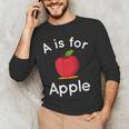 A Is For Apple Toddler Kindergarten Preschool Teacher Men's Long Sleeve T-Shirt, novelty gifts, funny gifts