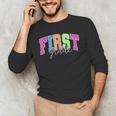Back To School Neon Checkered First Grade Colorful Teacher Men's Long Sleeve T-Shirt, novelty gifts, funny gifts Back To School Neon Checkered First Grade Colorful Teacher Men's Long Sleeve T-Shirt, novelty gifts, funny gifts