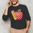 Back To School Pencil And Apple Teacher Student Men's Long Sleeve T-Shirt, novelty gifts, funny gifts
