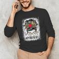 Bleached Teacher Para Life Paraprofessional Cute Messy Bun For Men Women Girls Kids Men's Long Sleeve T-Shirt, novelty gifts, funny gifts
