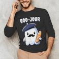 Boo Jour Ghost French Teacher Vintage Teacherlife Groovy Men's Long Sleeve T-Shirt, novelty gifts, funny gifts