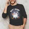 Boo Jour Ghost Halloween French Teacher Cute Coffe Croissant Men's Long Sleeve T-Shirt, novelty gifts, funny gifts Boo Jour Ghost Halloween French Teacher Cute Coffe Croissant Men's Long Sleeve T-Shirt, novelty gifts, funny gifts