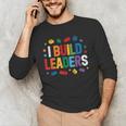 I Build Leaders Bricks Building Blocks Teacher Brick Builder Men's Long Sleeve T-Shirt, novelty gifts, funny gifts