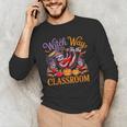 Way To Classroom Halloween Witch Three Cute Sloths Teacher Men's Long Sleeve T-Shirt, novelty gifts, funny gifts Way To Classroom Halloween Witch Three Cute Sloths Teacher Men's Long Sleeve T-Shirt, novelty gifts, funny gifts