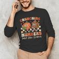 Crunching Numbers Just Like Leaves Pumpkin Fall Teacher Men's Long Sleeve T-Shirt, novelty gifts, funny gifts