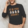 Cute Booooks Ghost Read More Books Teacher Halloween Men's Long Sleeve T-Shirt, novelty gifts, funny gifts