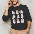 Cute Ghost Reading Books Teacher Halloween Reading Men Women Kids Men's Long Sleeve T-Shirt, novelty gifts, funny gifts
