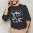 Cute Mermaid Librarian Teacher Dive Into A Good Book Reading Men's Long Sleeve T-Shirt, novelty gifts, funny gifts Cute Mermaid Librarian Teacher Dive Into A Good Book Reading Men's Long Sleeve T-Shirt, novelty gifts, funny gifts