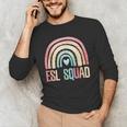 ESL Squad Teacher Crew Team Back To School English Rainbow Men's Long Sleeve T-Shirt, novelty gifts, funny gifts ESL Squad Teacher Crew Team Back To School English Rainbow Men's Long Sleeve T-Shirt, novelty gifts, funny gifts