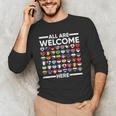 ESL Teacher All Are Welcome Here For Worlds Virtual Teachers Men's Long Sleeve T-Shirt, novelty gifts, funny gifts ESL Teacher All Are Welcome Here For Worlds Virtual Teachers Men's Long Sleeve T-Shirt, novelty gifts, funny gifts