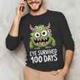 Eye Survived 100 Days Of School Monster Lover Teacher Kids Men's Long Sleeve T-Shirt, novelty gifts, funny gifts