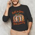 Fall In Love With Learning Book Lover Autumn Pumpkin Teacher Men's Long Sleeve T-Shirt, novelty gifts, funny gifts Fall In Love With Learning Book Lover Autumn Pumpkin Teacher Men's Long Sleeve T-Shirt, novelty gifts, funny gifts