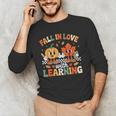 Fall In Love With Learning Shirt Autumn Thanksgiving Teacher Men's Long Sleeve T-Shirt, novelty gifts, funny gifts