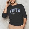 Fifth Grade Coquette Toile Blue Bow Floral Women Teacher Men's Long Sleeve T-Shirt, novelty gifts, funny gifts