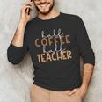 First Day Back To School Half Coffee Half Teacher Women Men's Long Sleeve T-Shirt, novelty gifts, funny gifts