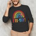 Fri-Yay Friyay Rainbow Colors Teacher Childrens Fun Designs Men's Long Sleeve T-Shirt, novelty gifts, funny gifts