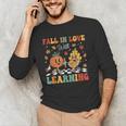 Groovy Fall In Love With Learning Autumn Pumpkin Teacher Men's Long Sleeve T-Shirt, novelty gifts, funny gifts