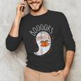 Halloween Cute Ghost Book Reading Teacher Men's Long Sleeve T-Shirt, novelty gifts, funny gifts
