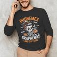 Halloween Skeleton Teacher Phonemes Graphemes Caffeine Lover Men's Long Sleeve T-Shirt, novelty gifts, funny gifts Halloween Skeleton Teacher Phonemes Graphemes Caffeine Lover Men's Long Sleeve T-Shirt, novelty gifts, funny gifts