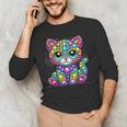 Happy Dot Day Colorful Polka Dot Cat Kitten Teachers Kids Men's Long Sleeve T-Shirt, novelty gifts, funny gifts