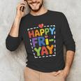 Happy Fri-Yay Teacher Life Weekend Pun Happy Friday Men's Long Sleeve T-Shirt, novelty gifts, funny gifts