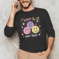 Happy To See Your Face Smile Face Teacher Back To School Men's Long Sleeve T-Shirt, novelty gifts, funny gifts