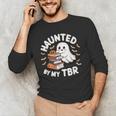 Haunted By My TBR Cute Ghost Book Reading Teacher Halloween Men's Long Sleeve T-Shirt, novelty gifts, funny gifts