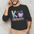 K Is For Kindergarten Teacher Tie Dye Back To School Kinder Men's Long Sleeve T-Shirt, novelty gifts, funny gifts K Is For Kindergarten Teacher Tie Dye Back To School Kinder Men's Long Sleeve T-Shirt, novelty gifts, funny gifts